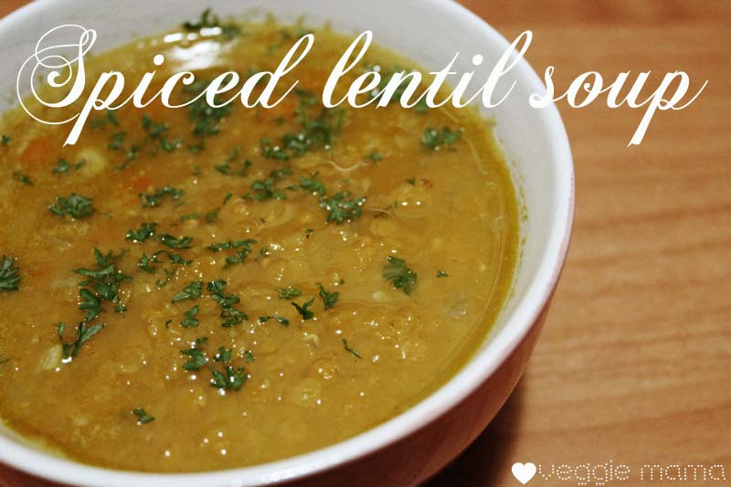 Vegetarian Soup: This spiced lentil soup is so easy to make - the list of ingredients seems long but it comes together pretty quickly. So delicious.