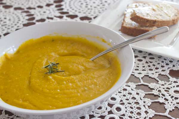 Vegetarian Soup: a gorgeous roasted pumpkin number, sure to become a staple at your place.