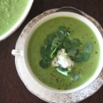 Minted pea soup with goat cheese and watercress recipe | Veggie Mama
