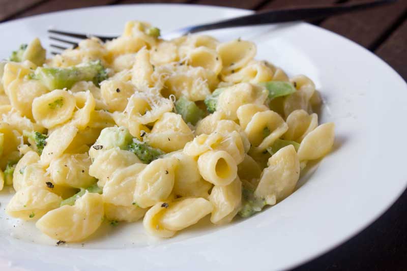 Wondering what to have for lunch? What about this super-quick lovechild of orrechiette with broccoli, and pasta carbonara?