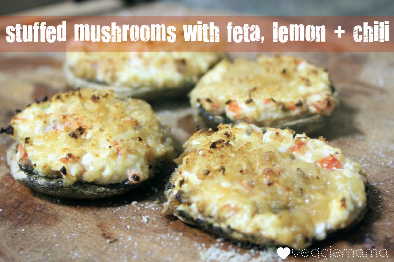 Stuffed mushrooms with feta, lemon and chilli recipe | Veggie Mama