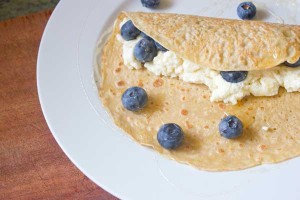Crepes with honeyed ricotta and blueberries