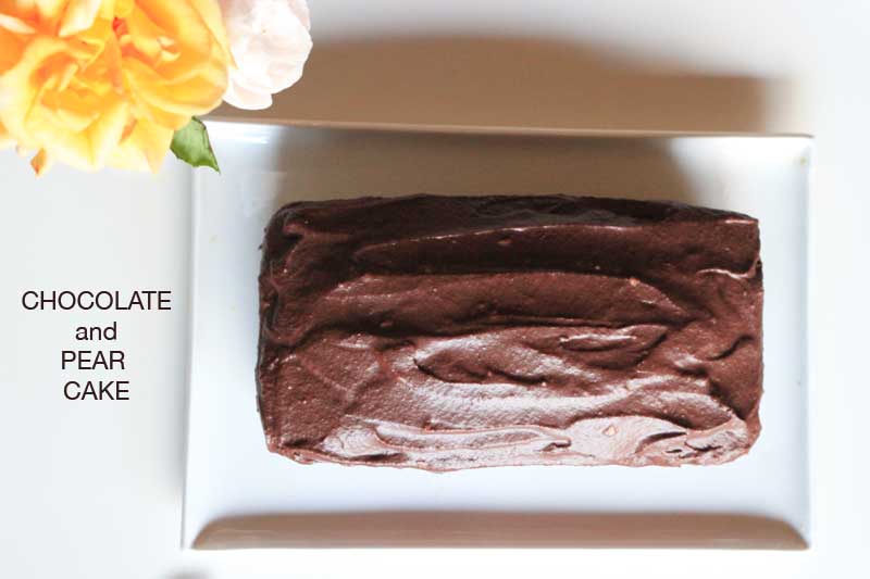 Chocolate and Pear Cake with Fluffy Chocolate Frosting recipe | Veggie Mama