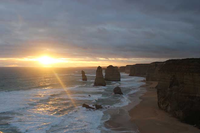 Sunset at the 12 Apostles, Great Ocean Road, Victoria, Australia.